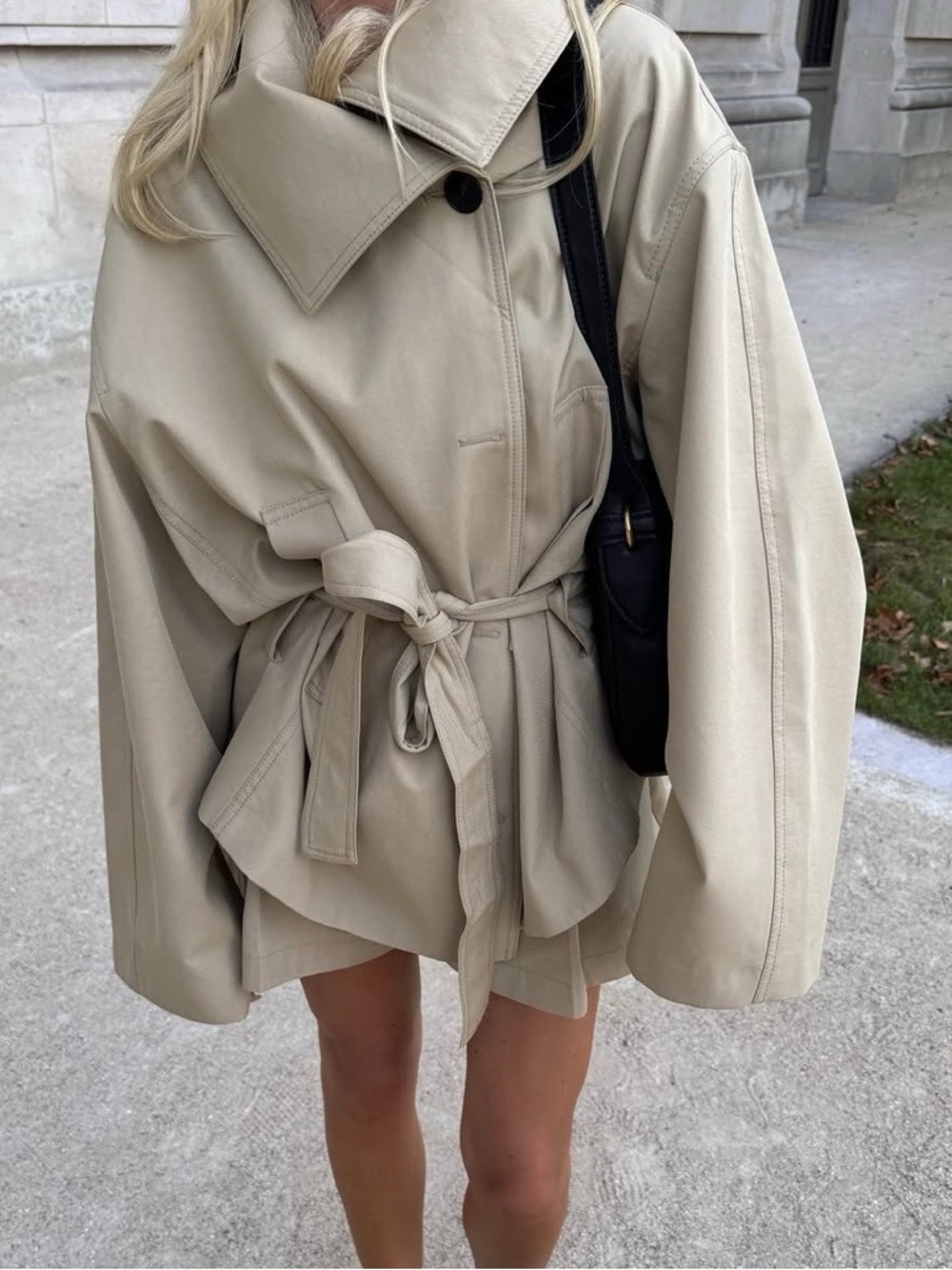 Zara Tan Belted Short Trench Coat - Picture 8 of 8